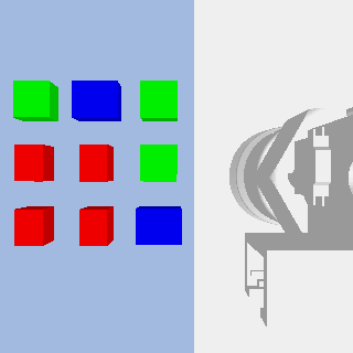 Raw input for YOLO with the coloured boxes as target objects and without bounding boxes.